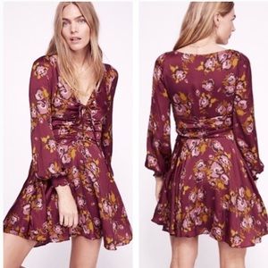 Free People Purple Com long sleeve mini dress 0